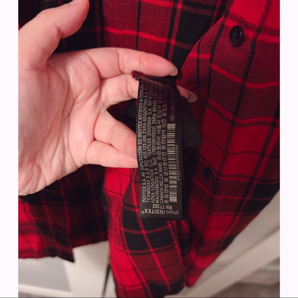 Zara Plaid Shirt Dress in Red and Black - Picture 8 of 11